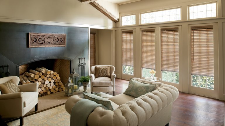 Denver living room with blinds
